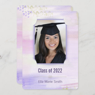graduation pastel purplewatercolor with slit frame invitation
