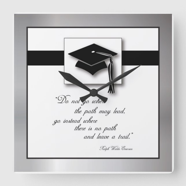 Graduation Path, Square Gift Items Wall Clock (Front)