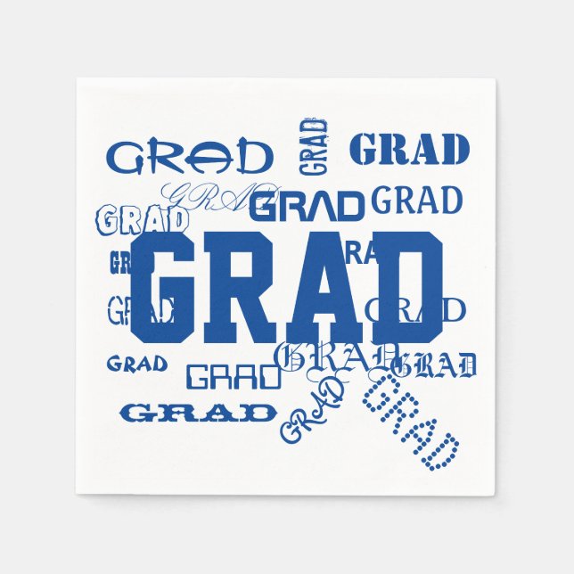 Graduation Pattern Blue White School Colours Napkin (Front)