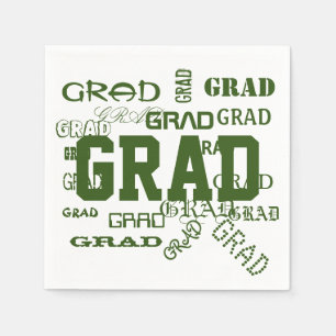 Graduation Pattern Green White School Colours Napkin