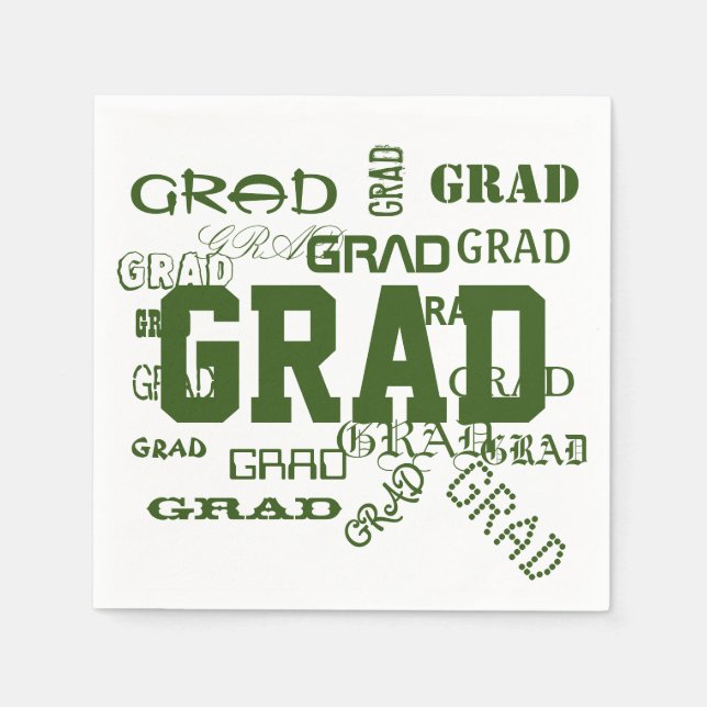 Graduation Pattern Green White School Colours Napkin (Front)