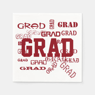 Graduation Pattern Red White School Colours Napkin