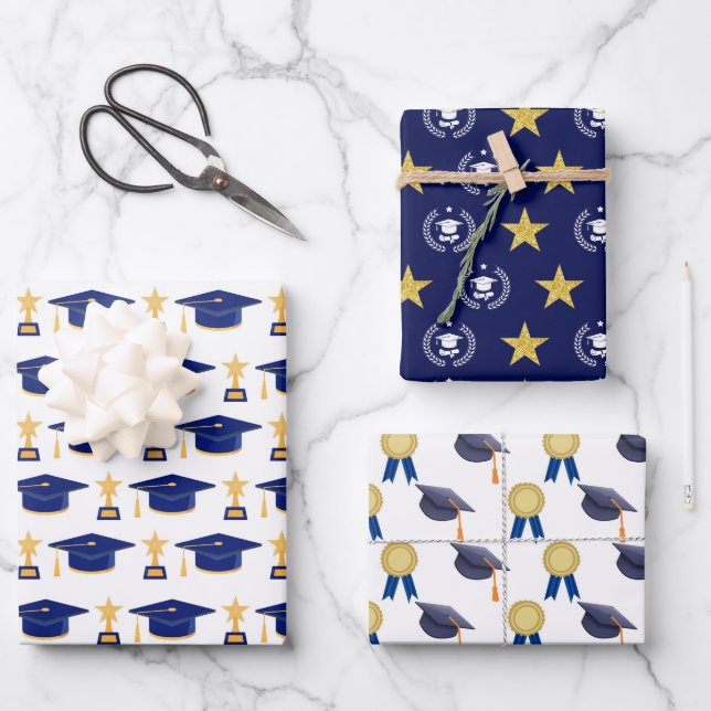Graduation Pattern  Wrapping Paper Sheet (Front)