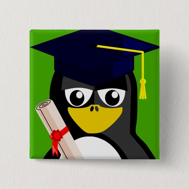 GRADUATION PENGUIN 15 CM SQUARE BADGE (Front)