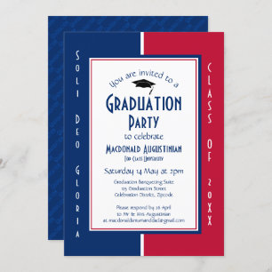 GRADUATION Personalised Christian Red White Blue Invitation