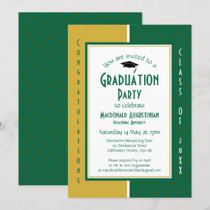 GRADUATION Personalised Green Gold Graduate Invitation