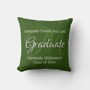 Graduation Personalised Keepsake HALLELUJAH Green Cushion