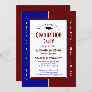 GRADUATION Personalised Maroon Navy Graduate Invitation