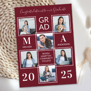 Graduation Personalised Monogram Graduate 6 Photo Invitation