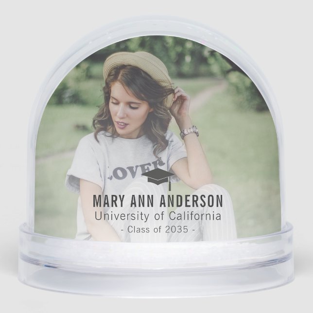 Graduation personalised photo gift idea snowglobe (Front)