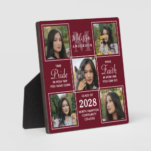 Graduation Personalised Senior 5 Picture Burgundy Plaque