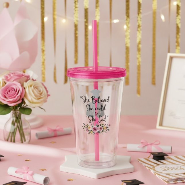Graduation Personalized Graduate Senior University Acrylic Tumbler (Creator Uploaded)