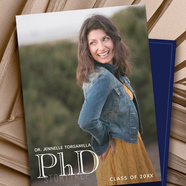 Graduation PhD Announcement Photo White Blue (Creator Uploaded)