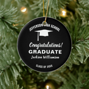 Graduation Photo 2019 Grad Cap Custom Colour Ceramic Ornament
