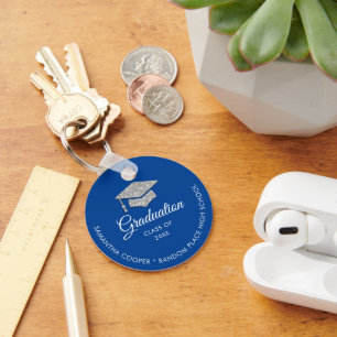 Graduation Photo 2024 Keepsake Blue Key Ring
