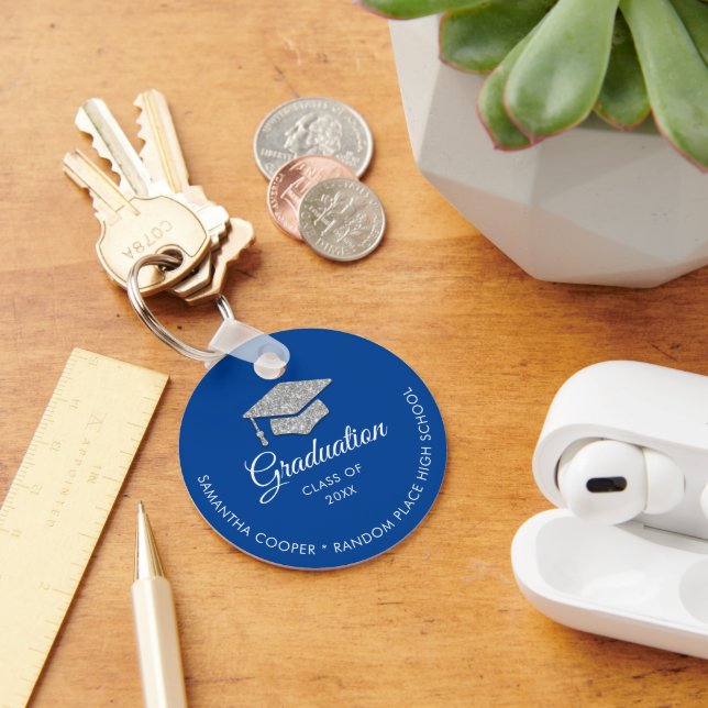 Graduation Photo 2024 Keepsake Blue Key Ring (Desk)