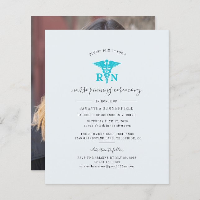 Graduation Photo 2025 Nurse Pinning Invitation (Front/Back)