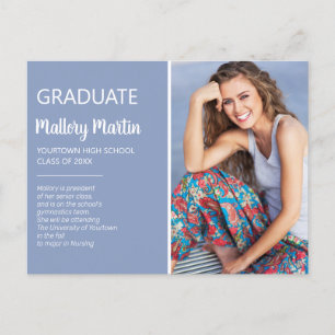 Graduation Photo Announcement Invitation Blue