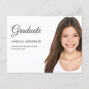 Graduation Photo Announcement Invitation White