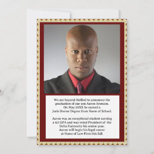 Graduation Photo Announcement Maroon and Gold