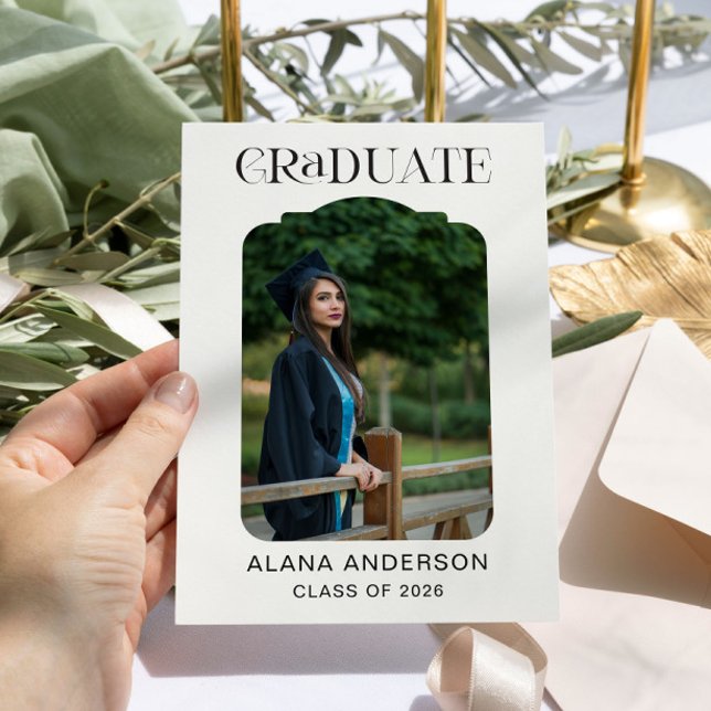Graduation Photo Announcement Modern Arch Black (Creator Uploaded)