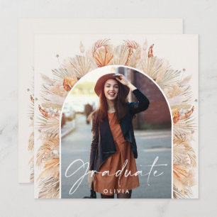Graduation photo arch rustic pampas botanical invitation