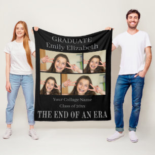 Graduation Photo Blanket Black Silver Glitter
