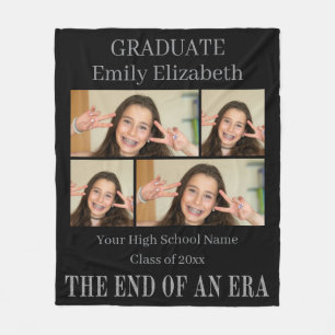 Graduation Photo Blanket Black Silver Glitter