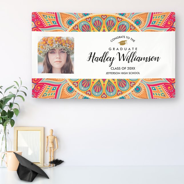 Graduation Photo Bohemian Colourful Class of 2018 Banner (Creator Uploaded)
