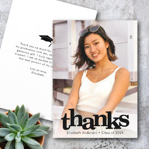 Graduation photo bold modern simple typography thank you card