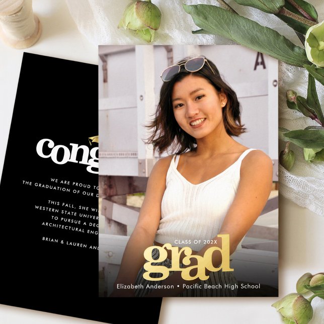 Graduation photo bold modern typography real gold  (Creator Uploaded)