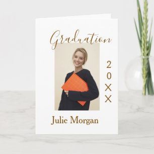 Graduation photo brown golden year 20XX namesimple Card