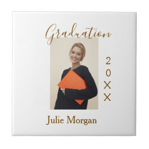 Graduation photo brown golden year 20XX namesimple Ceramic Tile