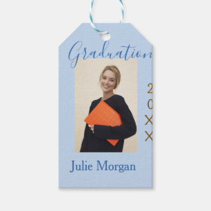 Graduation photo brown golden year 20XX namesimple Gift Tags