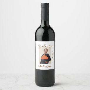 Graduation photo brown golden year 20XX namesimple Wine Label