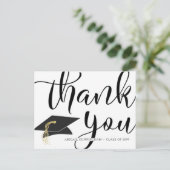 Graduation Photo Calligraphy Script Thank You Postcard (Standing Front)
