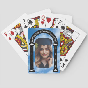 Graduation Photo, Cap Tassel & Diploma, Arch & Sky Playing Cards