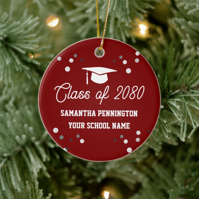 Graduation Photo Christmas Ceramic Ornament (Tree)