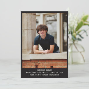 Graduation Photo Class 2026 Masculine Black Simple Announcement