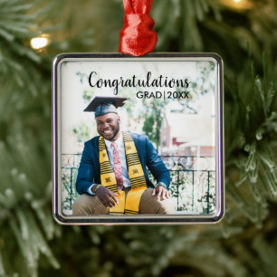 Graduation Photo Class of 2019 Modern Typography Metal Ornament