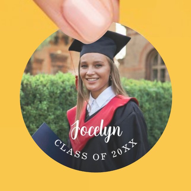 Graduation Photo Class of 2025 Classic Round Sticker (Creator Uploaded)