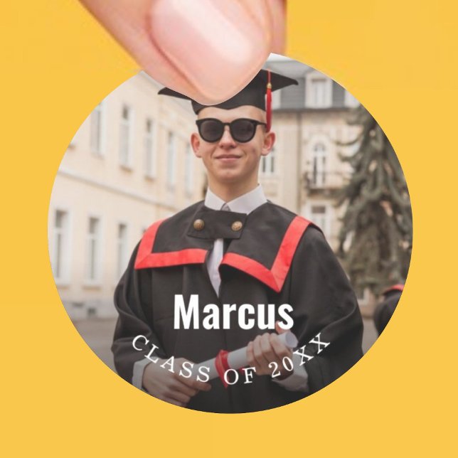 Graduation Photo Class of 2025 Classic Round Sticker (Creator Uploaded)
