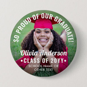 Graduation Photo Class Year Modern Text Overlay 7.5 Cm Round Badge