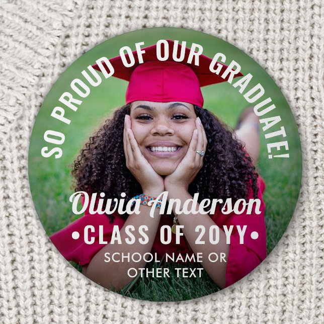 Graduation Photo Class Year Modern Text Overlay 7.5 Cm Round Badge (Creator Uploaded)