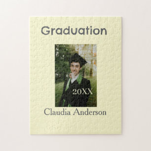 Graduation photo class year yellow gray pastel gra jigsaw puzzle