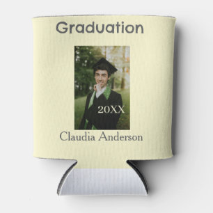 Graduation photo class year yellow grey pastel gra can cooler