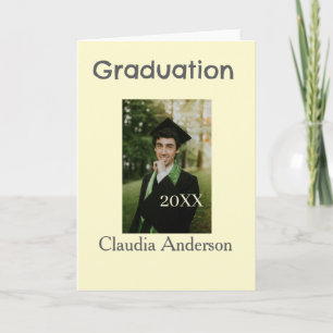 Graduation photo class year yellow grey pastel gra card