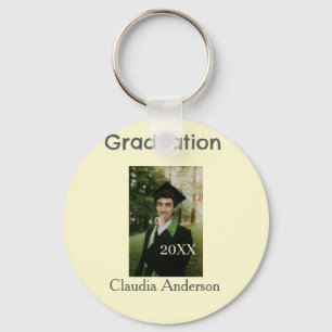 Graduation photo class year yellow grey pastel gra key ring