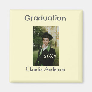 Graduation photo class year yellow grey pastel gra magnet