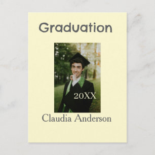 Graduation photo class year yellow grey pastel gra postcard
